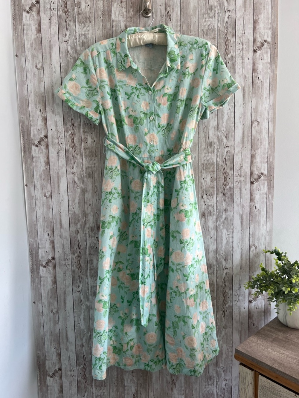 Hill House Lily Midi Blue Rose Floral Midi Dress Preppy Cottagecore Size Small